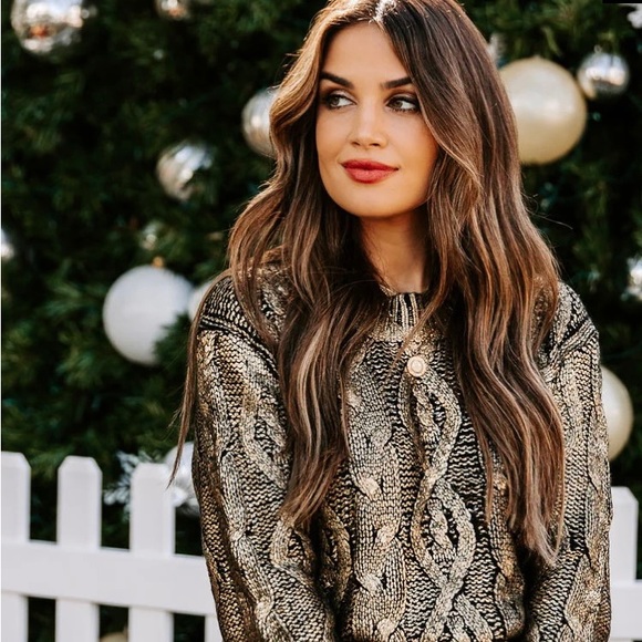 Painted Gold Cable Knit Sweater - Picture 1 of 6